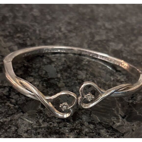 Bradford Exchange Daughter Inscribed Bracelet With Heart & Diamond Accents - Picture 1 of 13